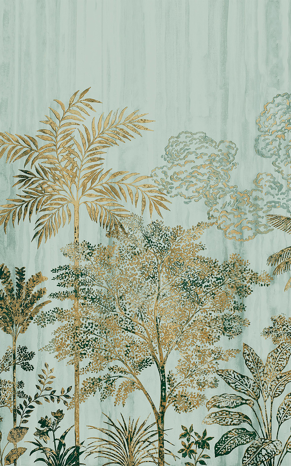 FLEUR DE LUNE - MARINE/DORE / BLUE/GOLD - WALLPAPER PANEL - Seymour's Home