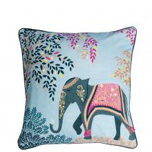 Sara Miller Embroidered Oasis Elephants Cushion | Seymour's Home