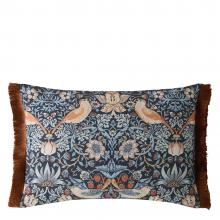 William Morris At Home Strawberry Thief Cushion Blue