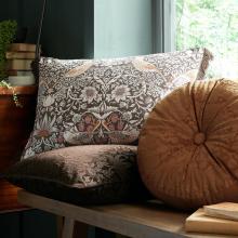 William Morris At Home Strawberry Thief Cushion Chocolate