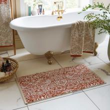 William Morris At Home Strawberry Thief Bath Mat Linen-Rust