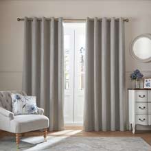 Laura Ashley Barley Steel Grey Embossed Eyelet Curtains