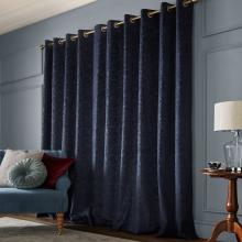 Laura Ashley Barley Midnight Embossed Eyelet Curtains