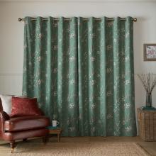 Laura Ashley Pussy Willow Blackout Lined Curtains Fern Green