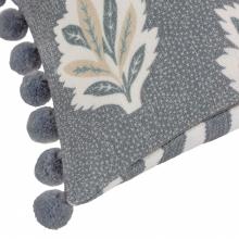 Sanderson Sessile Leaf Pom Pom Cushion Delph Blue