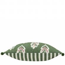 Sanderson Sessile Leaf Pom Pom Cushion Leaf Green