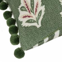 Sanderson Sessile Leaf Pom Pom Cushion Leaf Green