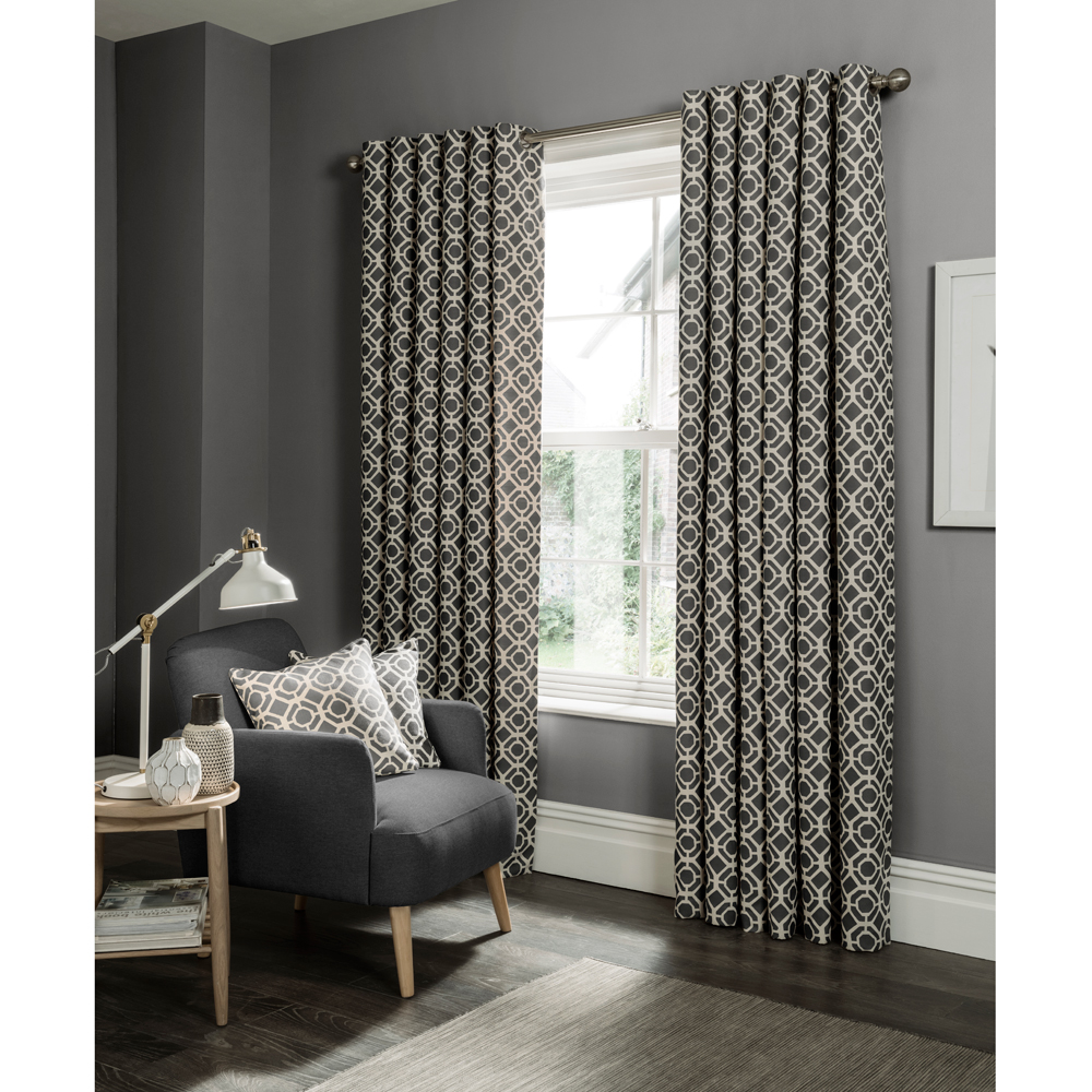 Studio G Castello Charcoal In Ready Made Curtains Metal