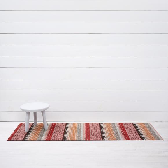 Chilewich Pop Stripe Paprika Shag Mat