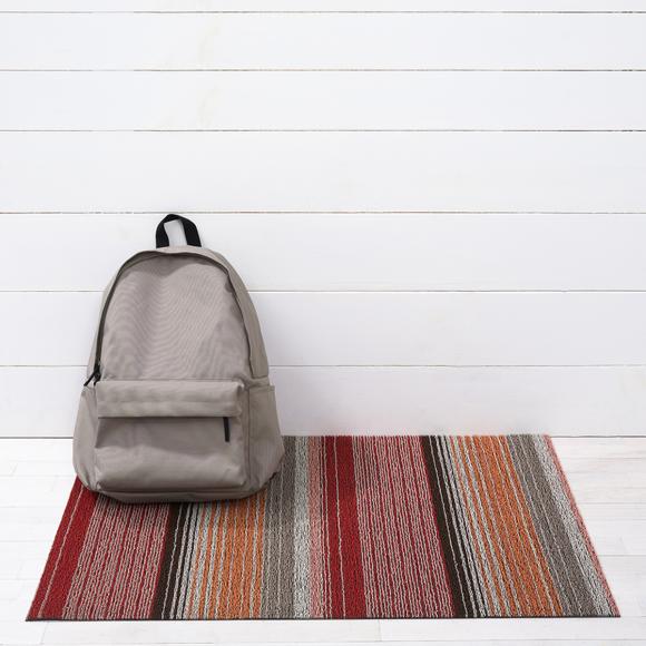 Chilewich Pop Stripe Paprika Shag Mat