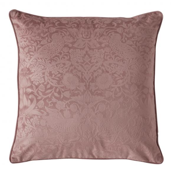 William Morris At Home Strawberry Thief Embossed Cushion Tea Rose