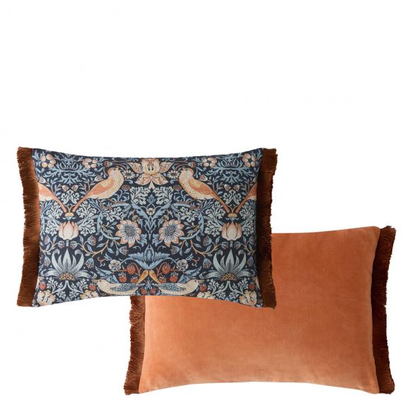 William Morris At Home Strawberry Thief Cushion Blue