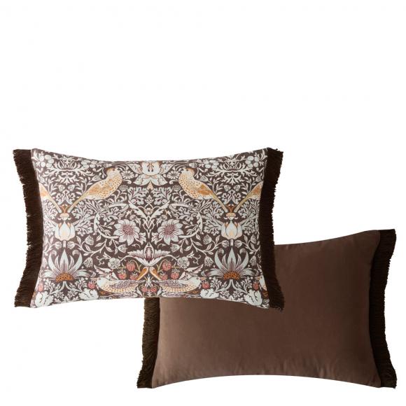 William Morris At Home Strawberry Thief Cushion Chocolate