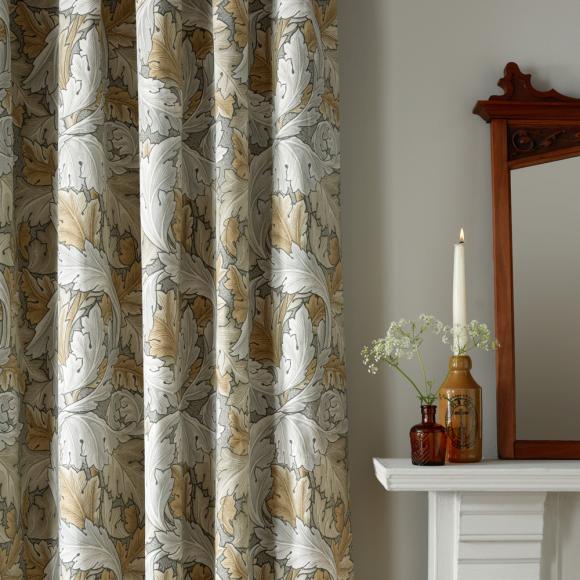 William Morris At Home Acanthus Flint Pencil Pleated Curtains