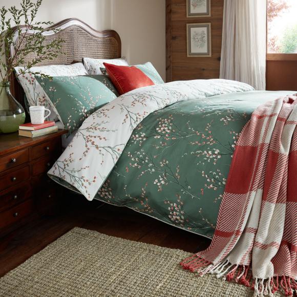 Laura Ashley Pussy Willow Fern Green Duvet Cover Set