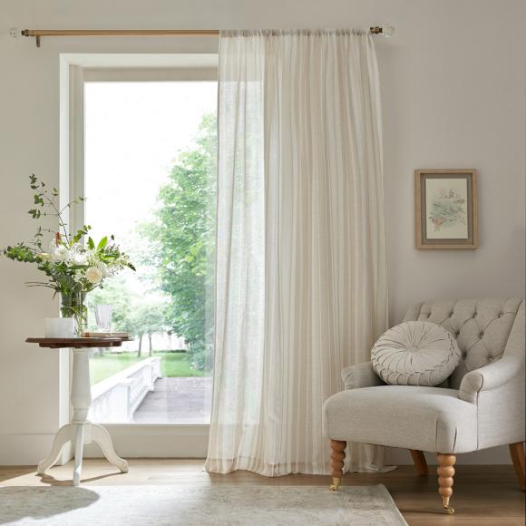 Laura Ashley Awning Stripe Sheer Panel Natural