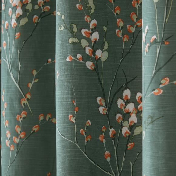 Laura Ashley Pussy Willow Blackout Lined Curtains Fern Green