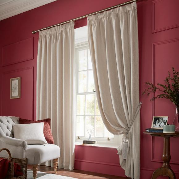 Laura Ashley Whinfell Lined Curtains Natural