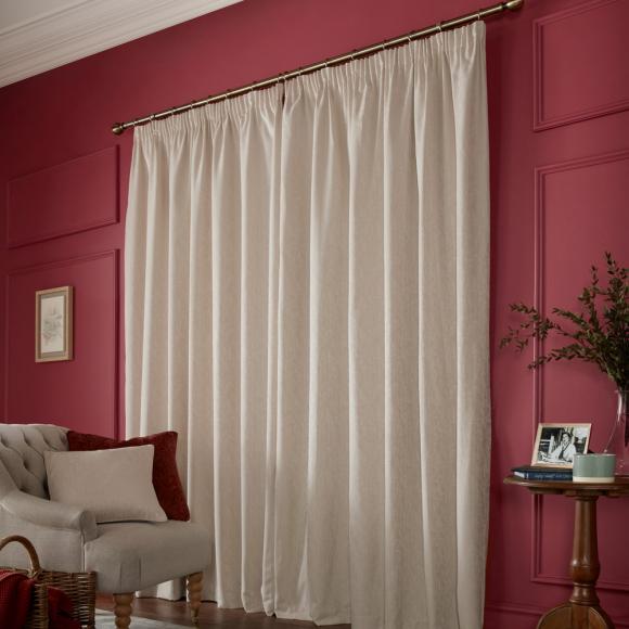 Laura Ashley Whinfell Lined Curtains Natural