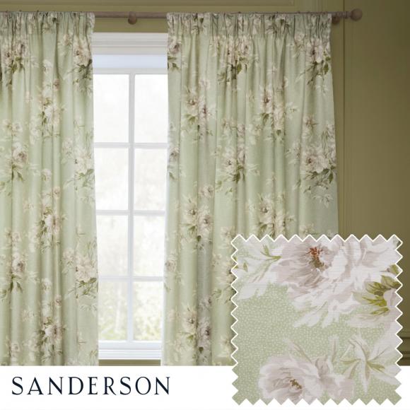 Sanderson Adele Floral Chenille Curtains Sage