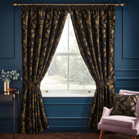 Paoletti Shiraz Black Ready Made Curtains