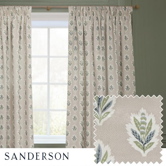 Sanderson Sessile Leaf Motif Curtains Flax