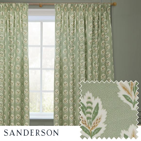 Sanderson Sessile Leaf Motif Curtains Sage Green