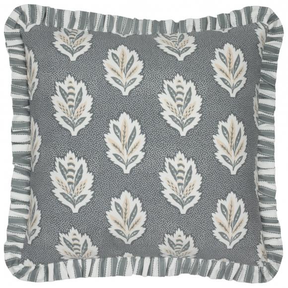 Sanderson Sessile Leaf Ruffle Cushion Delph Blue