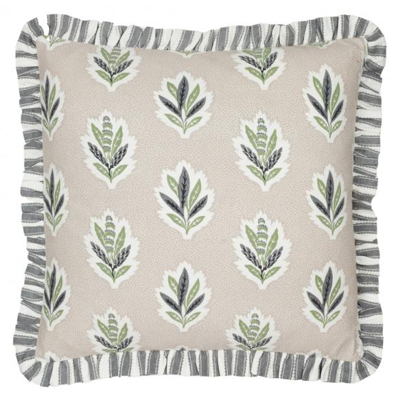 Sanderson Sessile Leaf Ruffle Cushion Flax