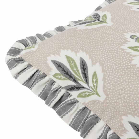 Sanderson Sessile Leaf Ruffle Cushion Flax