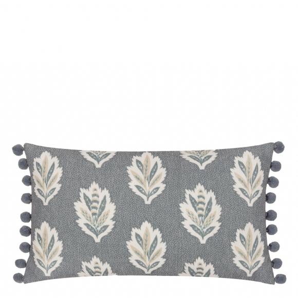 Sanderson Sessile Leaf Pom Pom Cushion Delph Blue