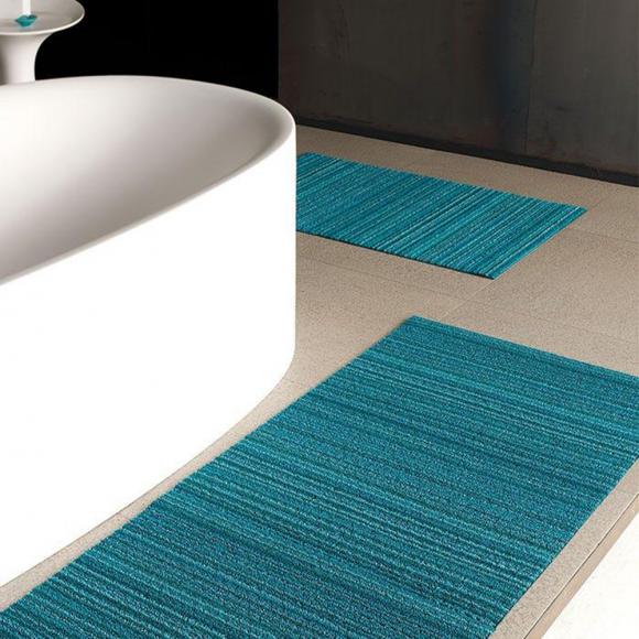 Chilewich Skinny Stripe Turquoise Shag Mat